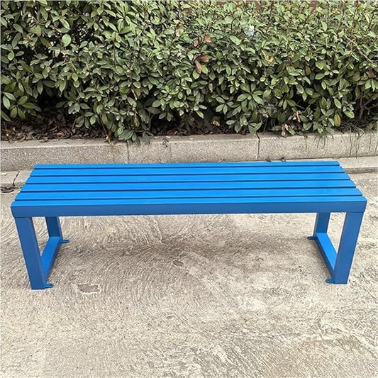 Metal Garden Benches, Backless Locker Room Bench, Multifunctional Long Bench with Steel Frame, 2-Person Outdoor Bench for Park, Porch, Patio, Entryway(Blue,120cm/47.2in)