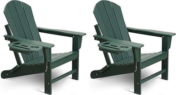 Adirondack Chair Set of 2, HDPE Folding Adirondack Chair with Multifunctional Cup Holder - Photo 1