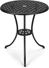 24"Patio Bistro Table Round Outdoor Coffee Table, Small Patio Side Table with 2" Umbrella Hole, Sturdy Iron Frame - Photo 1