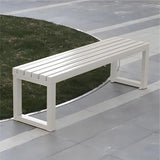 Outdoor Metal Backless Bench, Colorful Garden Bench Slatted Seat, All-Weather Outdoor Park Benches for Backyard, Porch - Photo 1