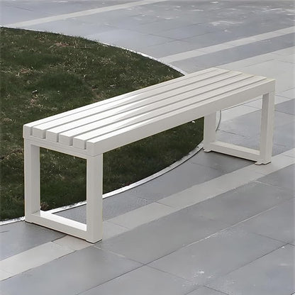 Outdoor Metal Backless Bench,Colorful Garden Bench Slatted Seat,All-Weather Outdoor Park Benches for Backyard, Porch, Or Lawn(150cm/59.1inch, White)