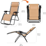 Amazon Basics Outdoor Patio Zero Gravity Folding Reclining Lounge Chair with Padded Headrest Pillow - Photo 2