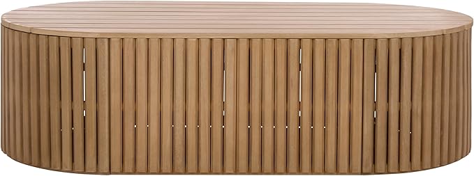 SAFAVIEH Couture Outdoor Patio Furniture Collection - Arielle Solid Wood Oval Coffee Table, Fully Assembled (CPT5001)
