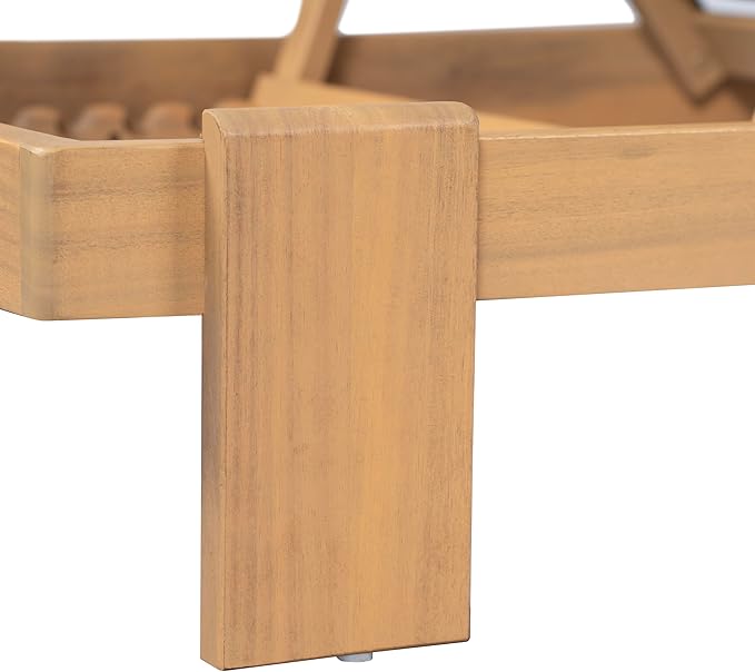 Christopher Knight Home Duska Acacia Wood Chaise Lounge Chair Outdoor, Patio Outdoor Chaise Lounge with Cushions, Adjustable Backrest Single Lounge Sofa, Poolside Seating, Teak+Brown