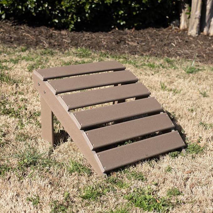 TITAN GREAT OUTDOORS Everwood Hilltop Driftwood Curve Back Poly Adirondack Ottoman