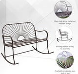 XBrand 44.5" L Iron Sun-Patterned Seat for Two Indoor/Outdoor Rocking Glider Bench, Durable Patio Glider Bench, Brown - Photo 5