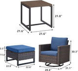 Rilyson Wicker Outdoor Patio Furniture Set - 5 Piece Patio Conversation Set with 2 Swivel Rocker Chairs - Photo 2