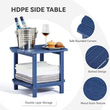 Small Outdoor Side Tables Modern 2-Tier Adirondack Table Rustic End Table HDPE Storage Shelf Industrial Corner - Photo 3