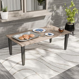 Modern Outdoor Coffee Table for Patio with Wood Grain Top, Stylish Patio Rectangle Table for Deck, Porch, Deck - Photo 1