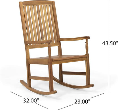 Acacia Wood Outdoor Patio Rocking Chairs with 250lbs Support, Smooth Porch Rocker for Deck Lawn Yard