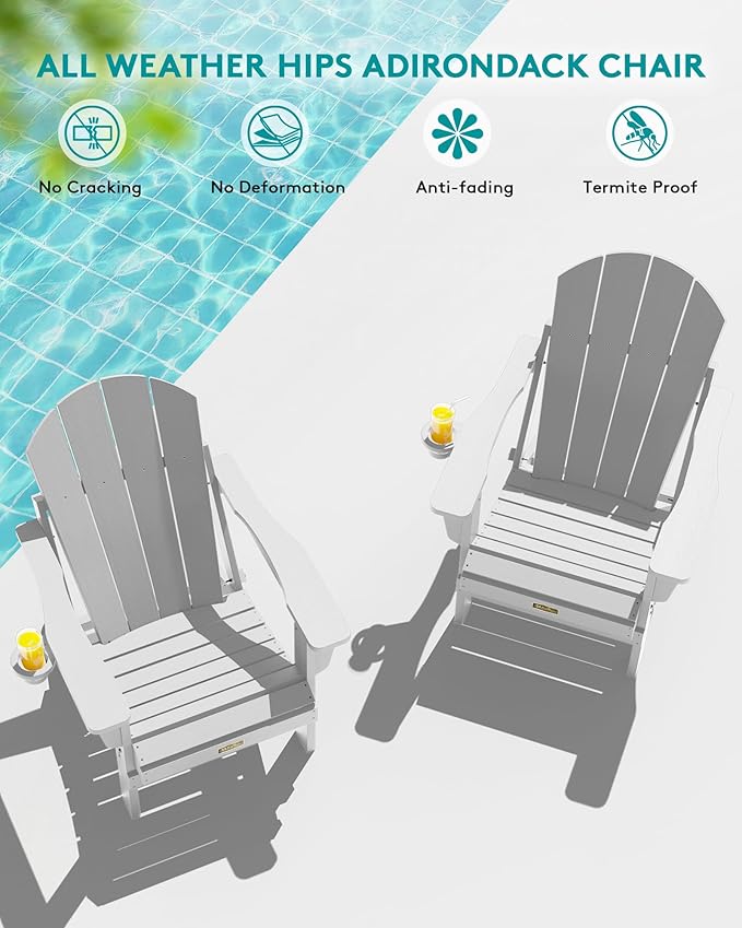 SERWALL Foldable Adirondack Chair Set of 2 - Photo 10