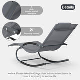 Outdoor Lounge Chair with Pillow, Pool Chaise Lounge Chair Set of 2, Grayish Blue - Photo 4