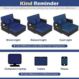 COSTWAY Patio Rattan Daybed with Cushions, Outdoor Wicker Loveseat Sofa with Storage Ottoman - Photo 9