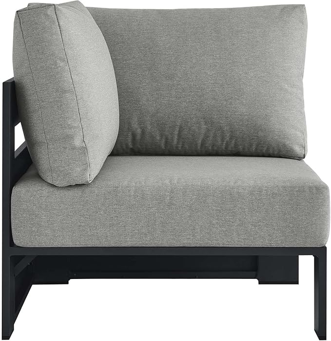 Modway Tahoe Aluminum Outdoor Sectional Corner Chair Gray with Weather-Resistant Cushions - Photo 4
