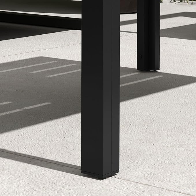 Outsunny Patio Coffee Table, Rectangle Outdoor Side Table with Steel Frame and Slat Tabletop for Garden, Balcony - Photo 9