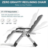 NAIZEA Padded Zero Gravity Chair, Folding Outdoor Lounge Chairs, Adjustable Reclining Camping Chairs with Cup Holder - Photo 4