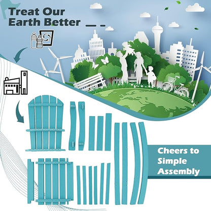 Giantex HDPE Outdoor Bar Stools - All Weather Tall Adirondack Chair with Armrest, Footrest, Load 360Lbs, 30-Inch Counter Height Bar Stool for Patio, Garden, Yard, Indoor Or Outdoor Use (1, Turquoise)