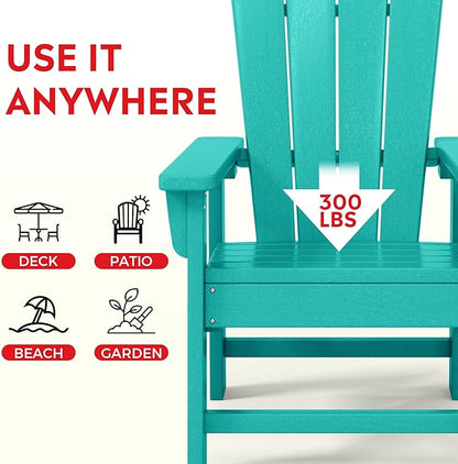 Costaelm Kids Adirondack Chair Set of 4, Plastic Outdoor Kids Chair Toddler Patio Furniture and Outdoor Children Picnic Activity Lawn Chair for Garden, Patio, Backyard & Beach, Turquoise