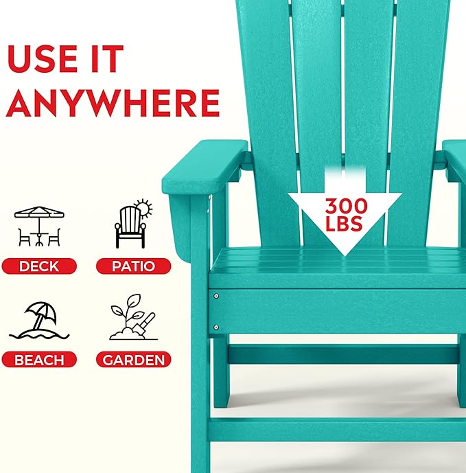 Costaelm Kids Lawn Chair Set of 2, Toddler Outdoor Chair Kids Patio Furniture and Outdoor Children Picnic Activity Baby Adirondack Chairs Set of 2 for Garden, Patio, Backyard & Beach, Turquoise