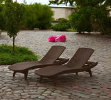 Outdoor Patio Chaise Lounge Chairs, All-Weather Wicker Rattan, Adjustable Backrest, Set of 2 (Brown) - Photo 2