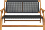 Black Acacia Wood Garden Bench, 48.03x30.71x28.74 in, Outdoor Patio Seating, Weather-Resistant, 2-Seater - Photo 3