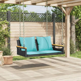 Patio Swing Bench Black and Blue for Two with Removable Cushions - Photo 4