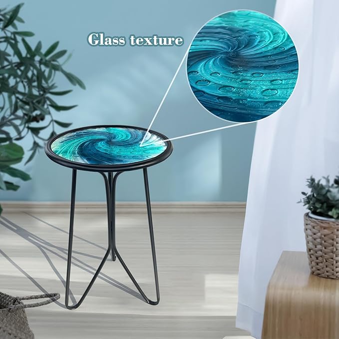 LIFFY Patio Side Table, Small Round End Table, Metal Side Table Outdoor - Photo 4