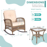 MEETWARM 3 Pieces Outdoor Wicker Rocking Chair Set - Photo 5