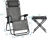 Giantex 3 PCS Zero Gravity Chair Patio Chaise Lounge Chairs Outdoor Yard Pool Recliner Folding Lounge Table Chair Set - Photo 6