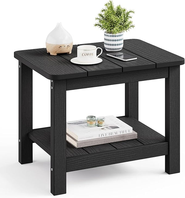 18" Outdoor Side Table, 2-Tier Patio Side Table, Weather Resistant, Easy Assembled - Photo 1