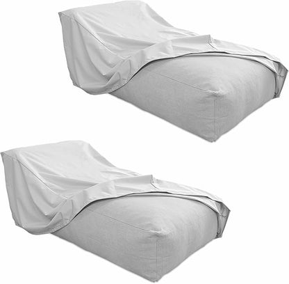 Dineli Outdoor Lounge Chair Cover Waterproof Patio Furniture Covers Outdoor Rectangle Table and Chair Set Covers, Dust Proof Furniture Protective Cover, Light Gray, 72.8"D x 37.4"W x 27.2"H - 2 Pieces