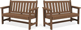 SERWALL Outdoor Bench, HDPE Outdoor Benches Weatherproof, 2-Person Garden Bench with 660 lbs Weight Capacity - Photo 1