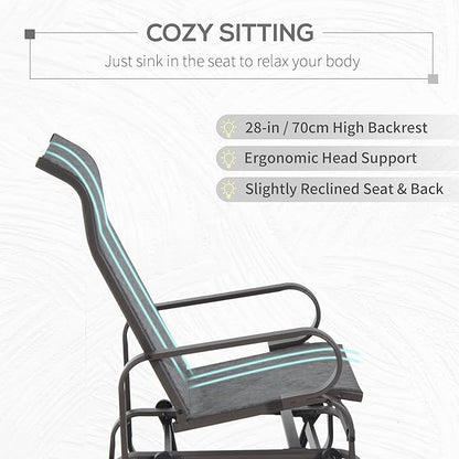 Outsunny Outdoor Glider Chair, Gliders for Outside Patio with Smooth Gliding Mechanism and Lightweight Construction for Backyard, Gray