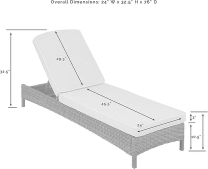 Crosley Furniture Bradenton Reclining Wicker Outdoor Chaise Lounge Chair for Patio, Deck, Backyard, Poolside, Brown with Sangria Cushions