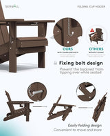 SERWALL Adirondack Chair with Cup Holders - Composite Adirondack Chairs Set of 8 HDPE Outdoor Chairs All Weather Use - Photo 7