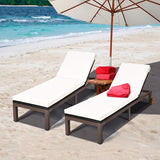 Tangkula Patio Chaise Lounge Chair, Outdoor Rattan Lounger Recliner Chair with Wheels - Photo 2