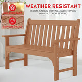 Costaelm Garden Bench, Farmhouse Park Front Porch for Entryway Bench Outdoor Seating Low Bench Patio Bench - Photo 6