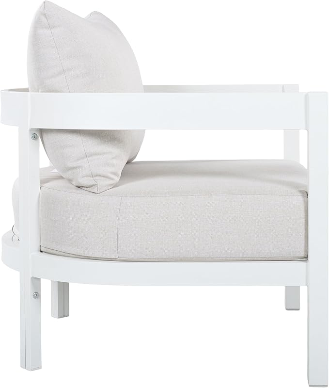 Merax 27.6" Outdoor Curved Patio Accent Chair with All-Weather Coushions, Aluminum Frame Single Lounge for Chair Porch - Photo 5