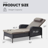 Belord Outdoor Chaise Lounge Patio Recliner - 75 Inch Adjustable Wicker Chaise Lounge with Soft Pillow Removable - Photo 3