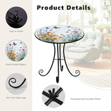 Outdoor Side Table, Flower & Butterfly Round Accent Table, Metal Indoor Small End Tables - Photo 4