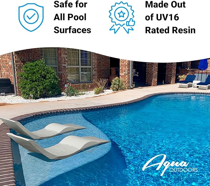 Aqua Outdoors - in-Pool Chaise Lounger - Inside Pool & Sun Shelf Lounge Chair - Designed for Water Depths Up to 9” - Photo 8