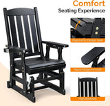 VINGLI Wooden Patio Glider, Heavy Duty 600 LBS Outdoor Glider with Cup Holders - Photo 4