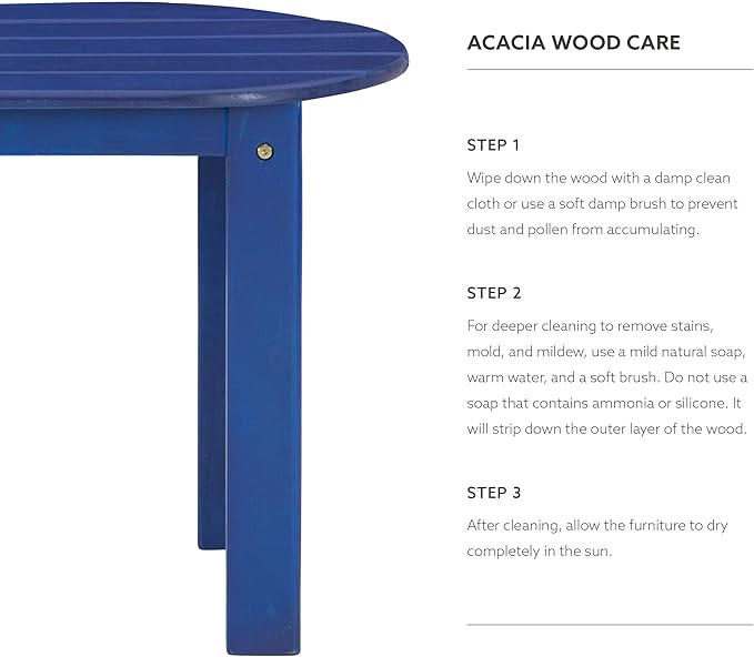 Linon Jayde Outdoor Blue Adirondack Coffee Table - Photo 8