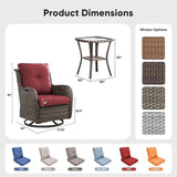 Belord Patio Wicker Chairs Swivel Rocker, Outdoor Patio Furniture Set with Rattan Side Table - Photo 2