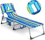 Goplus Tanning Chair, Folding Beach Lounge Chair with Face &Arm Hole, 5-Position Adjustable, Removable Pillow - Photo 1