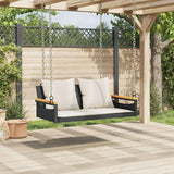 Black Poly Rattan Swing Bench with Removable Cushion Covers, UV Resistant Outdoor Patio Furniture for Garden and Balcony - Photo 4