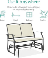 Best Choice Products 2-Person Outdoor Patio Swing Glider Steel Bench Loveseat Rocker for Deck, Porch w/Textilene Fabric - Photo 7
