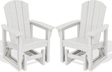SERWALL Outdoor Glider Chair Set of 2, HDPE Wood-Like Patio Glider Rocker All-Weather Porch Glider for Outside, White - Photo 1