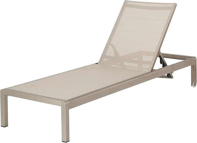 Christopher Knight Home Cape Coral KD Outdoor Mesh Chaise Lounge, Gray
