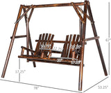 Outsunny Wooden Porch Swing with Stand, 2-Seat Patio Swing Chair with Center Table, for Garden, Poolside, Backyard - Photo 7